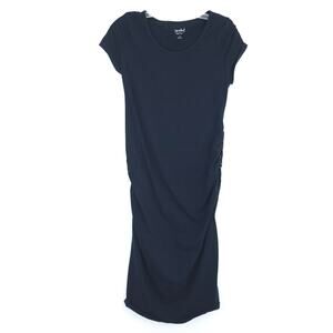 Isabel Maternity Midi Dress Size Medium Black Short Sleeve, Stretchy Pregnancy